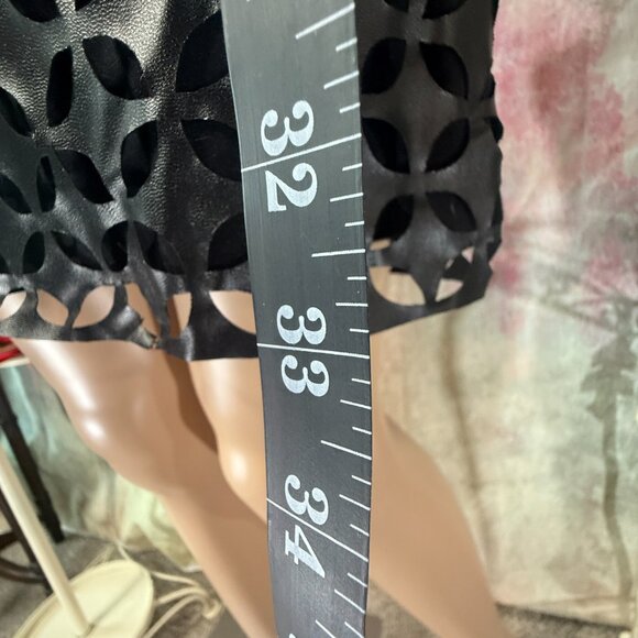 📌Cynthia Steffe Mix of Materials Laser-Cut Faux Leather Mini Dress - Picture 8 of 15